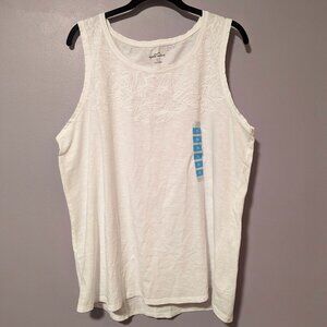 NWOT Eddie Bauer Embroidered Tank Top - White, XL